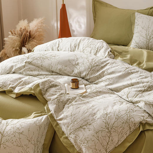 自然醒宽边三层纱提花四件套100全棉1.5米被套床单三件套床笠床品JY 商品图12