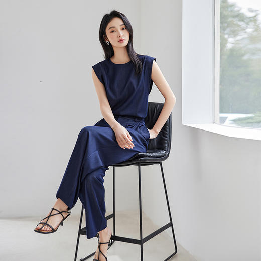 *IC时尚气质韩系初春穿搭一整套无袖直筒裤上下套装女 商品图3