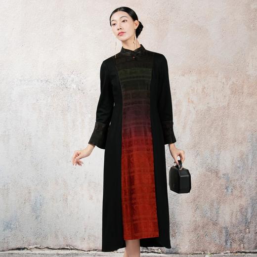 吉祥衣家新中式典雅气质中国风复古时尚大气秋冬女装凤鸣声连衣裙 商品图1
