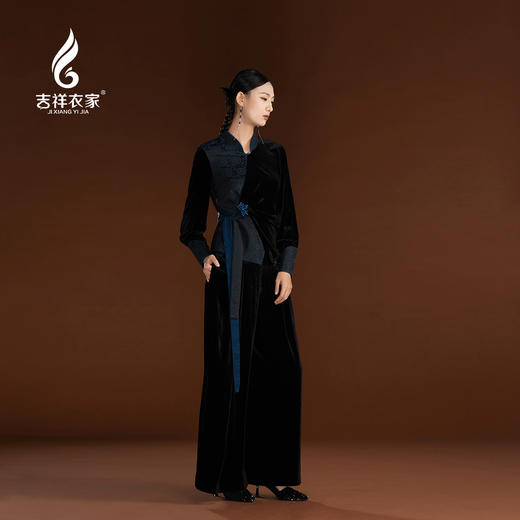 吉祥衣家新中式立领气质复古高端显瘦女装黑色透气琰芳华上衣外套 商品图1