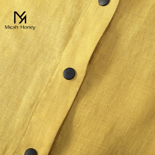 米加蜜时髦水洗亚麻衬衫外套 商品图6