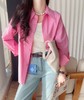 超养眼玫粉色莱赛尔棉舒适透气翻领长袖衬衫 商品缩略图1
