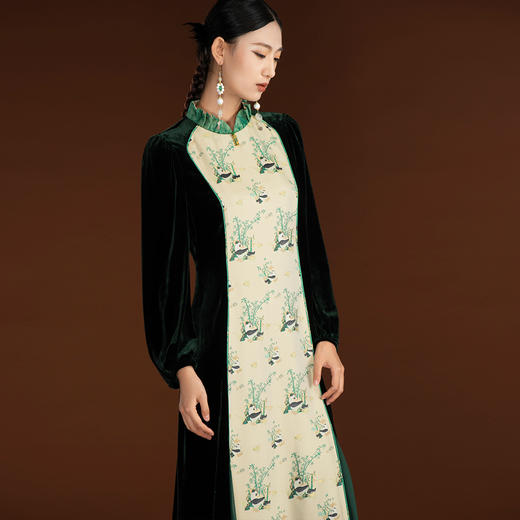 吉祥衣家新中式国风新款高端气质时尚显瘦修身女装月华独清连衣裙 商品图4