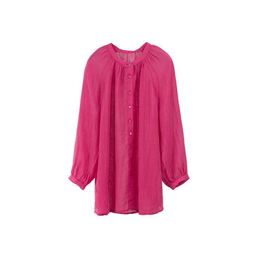 绽放旅行女装180朵/苎麻天丝绉布立领开襟插肩吸湿透气九分袖衬衫 商品图4