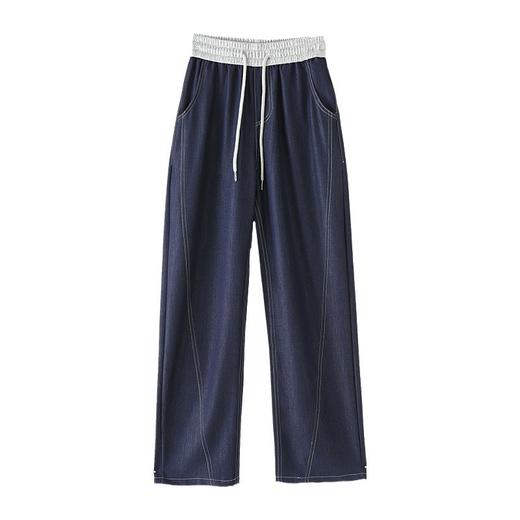 雀说天丝牛仔直筒裤女新款长裤休闲高腰宽松香蕉阔腿裤子ALA1060 商品图4