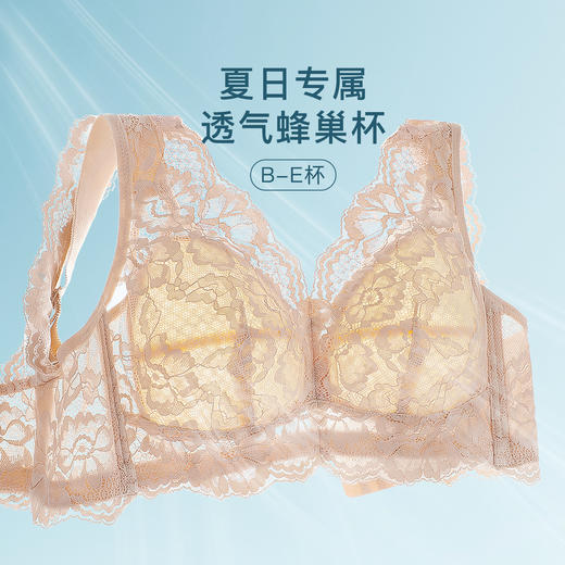 【大胸显小 美背塑形】大码蜂巢杯内衣女透气全罩杯文胸舒适侧收花漾美背 商品图2
