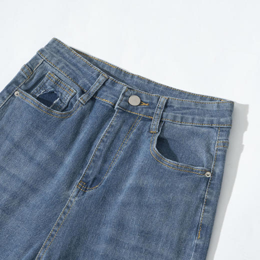 茧墨 复古INS风九分显瘦烟管裤牛仔裤 商品图2