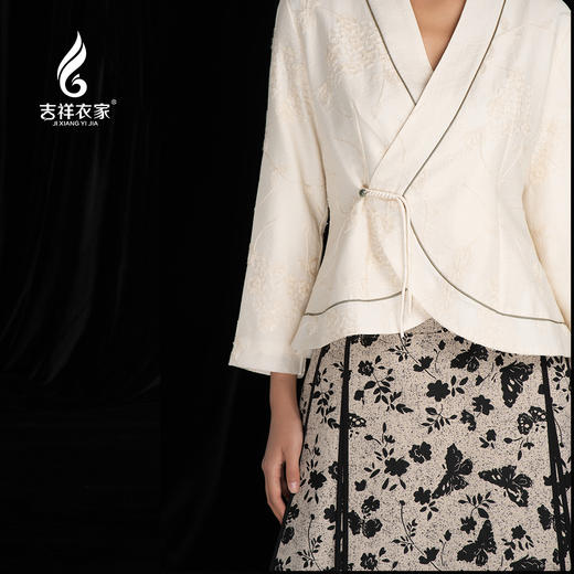 吉祥衣家新中式国风复古提花气质百搭马面裙百褶长裙舟自斜半身裙 商品图4