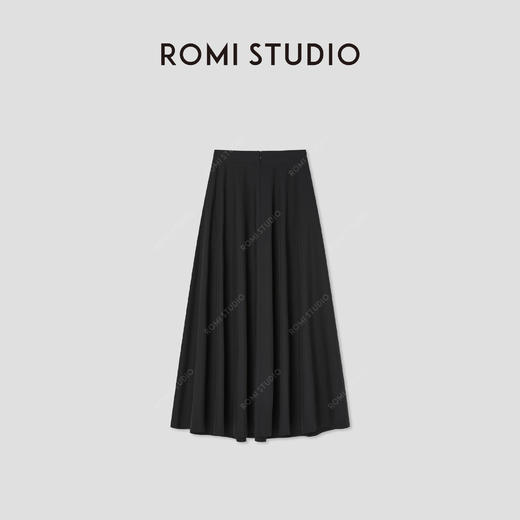 ROMI STUDIO“随性优雅”柔滑垂感A字大摆立裁高腰长半裙RWCSXB1637 商品图1