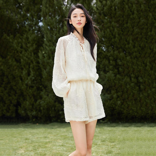 *IC轻薄提花短裤套装女新款高级感夏季休闲气质优雅上衣短裤 商品图1