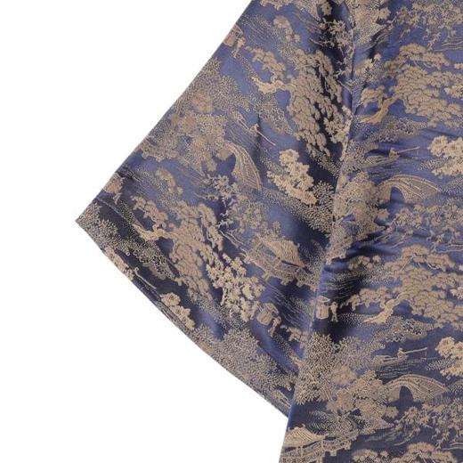 CS207夏季高级感新款国风暗纹提花撞色短袖衬衫情侣复古宽松衬衣 商品图4