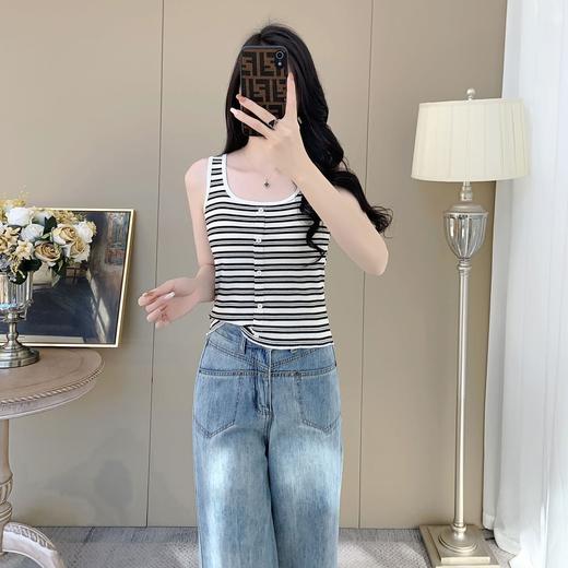 【100元3件】小香风条纹纽扣背心外穿内搭背心【FF25501】 商品图1