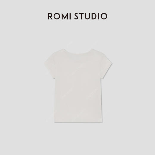 ROMI STUDIO“肤感至上”绵羊毛混纺轻柔弹力圆领短袖T恤RWBWSH1632【发货时效25天】 商品图1