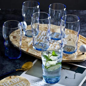 18.9元4个起❗LIBBEY利比克林顿幻彩蓝饮料杯 出口欧美 无铅钠钙玻璃 幻彩蓝杯身 耐热性好 可盛放冷热饮品基地直邮