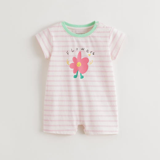 【凉感】马克珍妮女宝宝卡通条纹连体衣 婴儿爬服夏装新款550771 商品图1