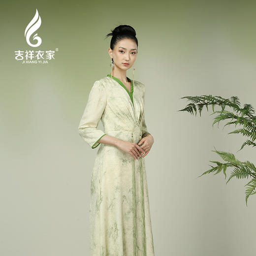 吉祥衣家新中式国风夏新款高端气质显瘦修身女装月出佼人僚连衣裙 商品图3