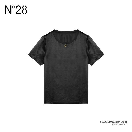 【破价】N°28 2025春季新款醋酸T恤 休闲百搭圆领设计感小众ins纯色上衣885241S207 商品图2