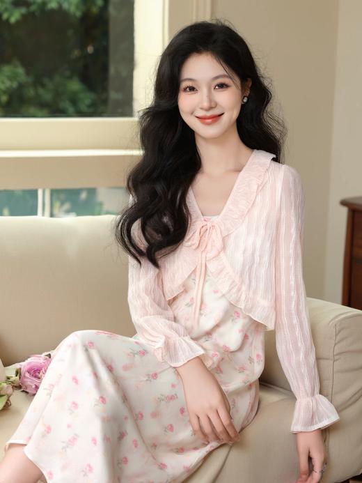 奢姿大码女装2025夏季减龄碎花荷叶边V领两件套胖妹妹时尚套装9952969686 商品图0