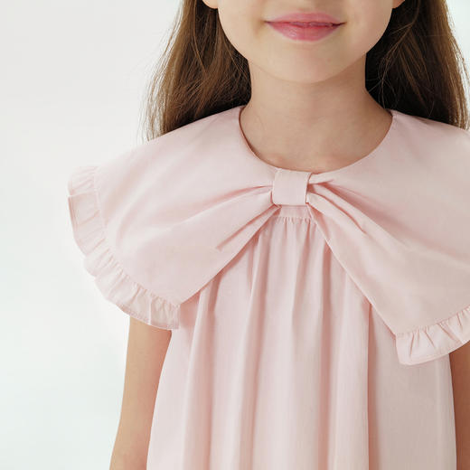 马克珍妮女童蝴蝶结花边领花苞衬衫儿童衬衣2025年夏装新款550333 商品图3