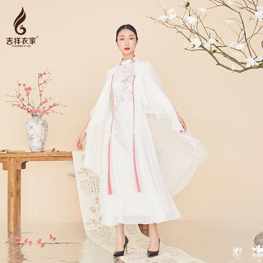吉祥衣家新中式国风春季新款真丝薄款高端气质小香风雨雪霏霏外披 商品图3