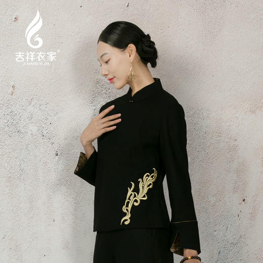 吉祥衣家新中式国风春夏新款气质显瘦修身女装玄之又玄上衣外套 商品图3