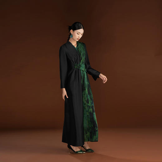 吉祥衣家新中式国风春夏新款桑蚕丝高端气质显瘦女芳洲杜若连衣裙 商品图3