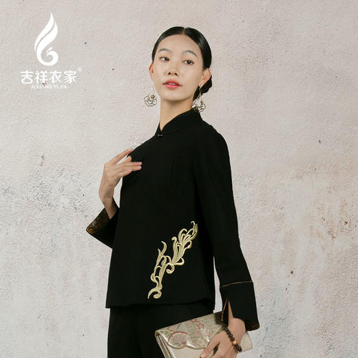 吉祥衣家新中式国风春夏新款气质显瘦修身女装玄之又玄上衣外套 商品图2