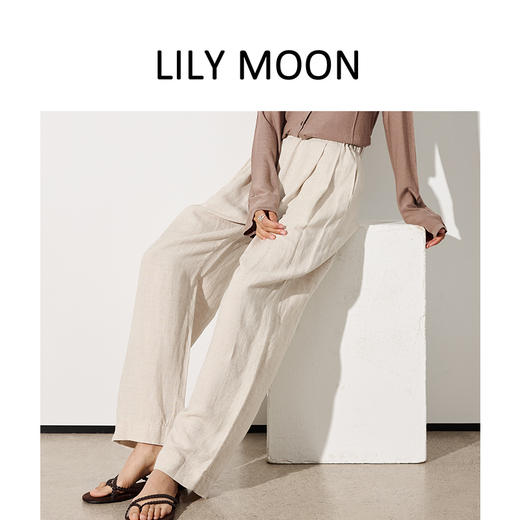 LILYMOON【亚麻直筒裤】松紧腰百搭休闲裤山本风 商品图2