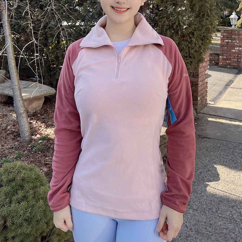 Columbia/哥伦比亚 女士春秋保暖半拉链插肩袖立领抓绒卫衣