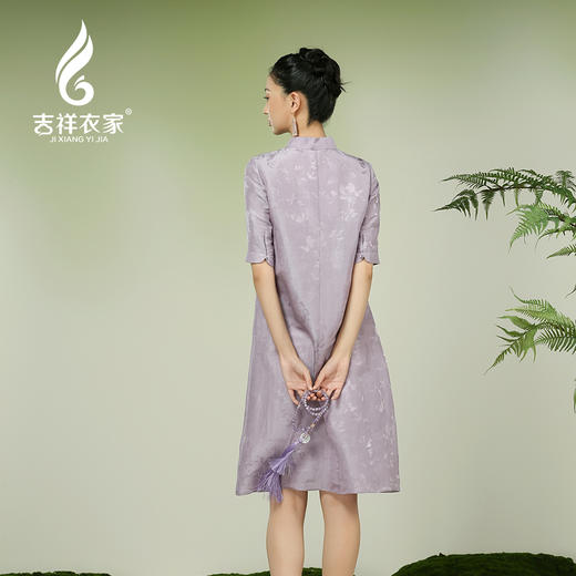 吉祥衣家新中式国风夏新款高端气质显瘦修身女装摇首出红尘连衣裙 商品图4