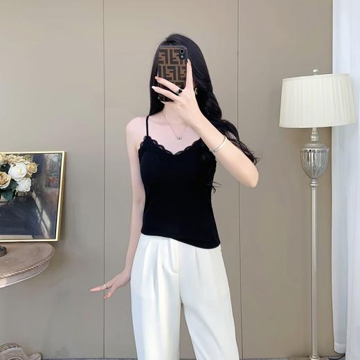 【99元2件】女士天丝竹棉背心细肩带蕾丝边背心（带胸垫）【FF25505】 商品图1