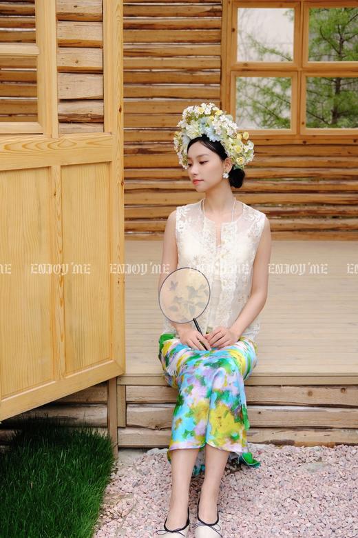 【门店同款】ENJOY夏季云敛-春光推盏碧落轻纱中式马夹 162252569 商品图2