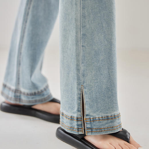 IC 设计复古修身高弹牛仔裤女新款通勤气质百搭夏季喇叭裤 商品图4