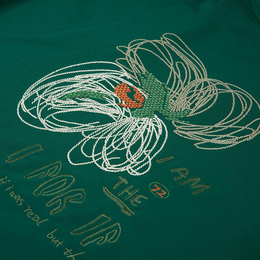 谜底绿色T恤短袖女2025夏季新款后背印花宽松圆领上衣256MT6213 商品图3