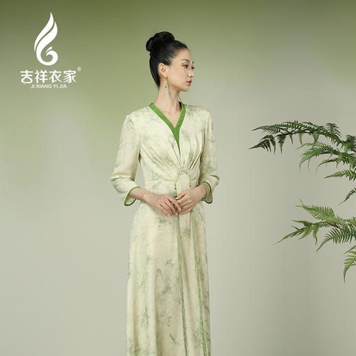 吉祥衣家新中式国风夏新款高端气质显瘦修身女装月出佼人僚连衣裙 商品图2