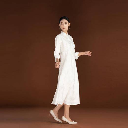 吉祥衣家新中式国风春夏新款白色气质显瘦女装春风戏浮生连衣裙 商品图1
