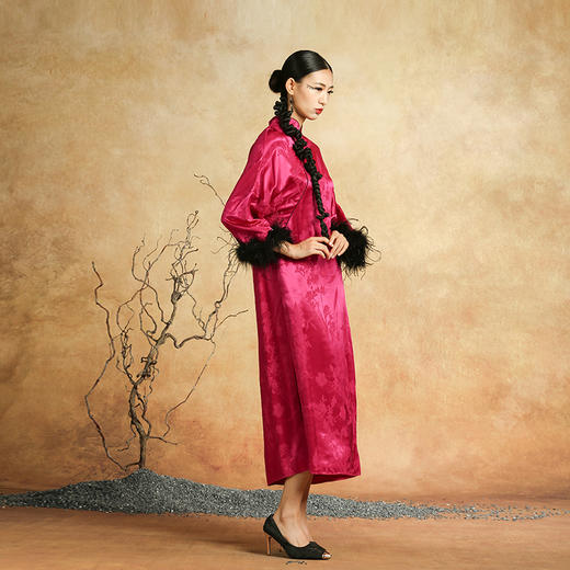 吉祥衣家花草纹喜庆国风庆气质轻奢高级感新中式女装至爱连衣裙 商品图1