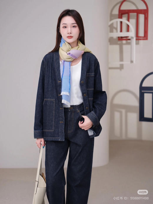 331-1 独家圆正 贾玲同款 小禾25升级版 进口土壤牛仔系列 棉弹牛仔外套 小直筒牛仔裤 商品图8