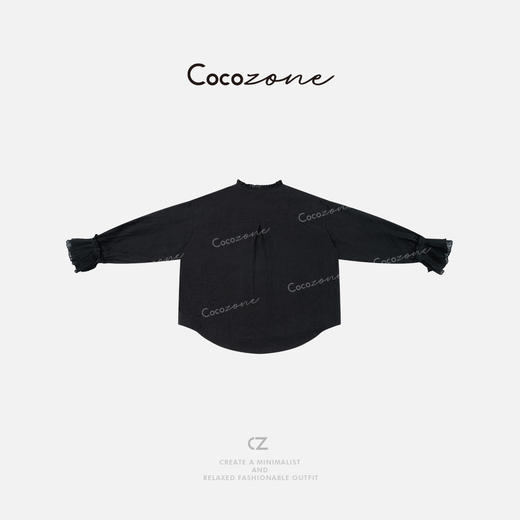 COCO ZONE 刘一一 法式设计感花边气质长袖衬衫CD2A0389 商品图1