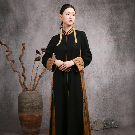 吉祥衣家新中式国风春夏新款高端气质显瘦修身女装游云惊龙连衣裙 商品图4