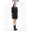 VIMAGE纬漫纪秋季新款洋气西装V领收腰显瘦五分袖短款连衣裙女V1607221 商品缩略图2