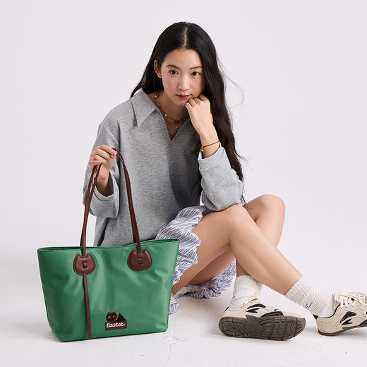 大英博物馆 巴斯特系列 萌猫托特包轻便休闲单肩包 绿色 黑色 米色 商品图2