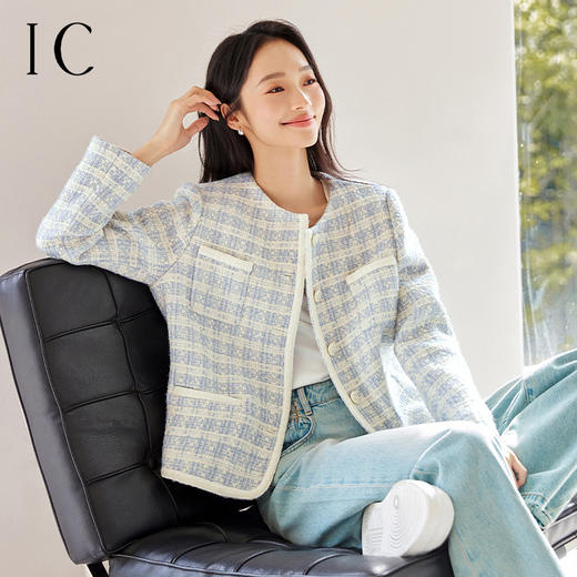 IC 小香风格子设计感甜美短外套女新款通勤气质精致优雅上衣 商品图0