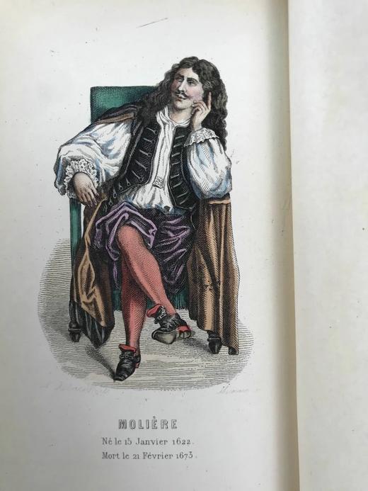 【法语】约19世纪后期 莫里哀全集（全2卷） 10幅彩色插图 真皮脊精装32开 商品图2