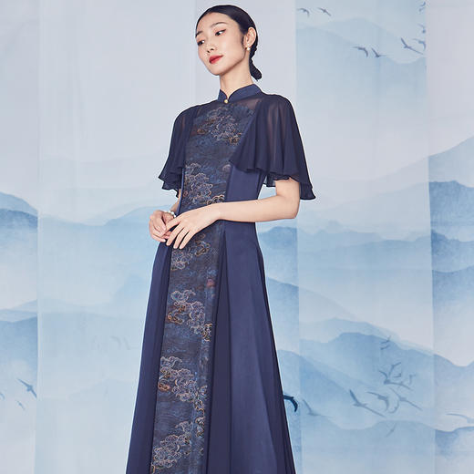 吉祥衣家新中式国风春夏新款高端气质显瘦修身女装凤舞鸾歌连衣裙 商品图2