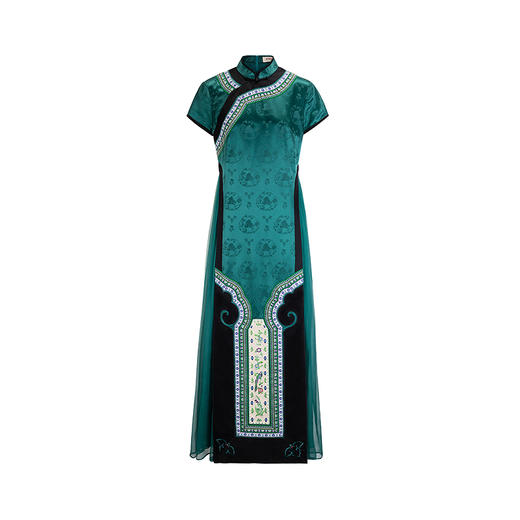 【林栖设计小店】改良旗袍马面裙元素绣花显瘦2025夏季新品拼真丝连衣裙1952122 商品图8