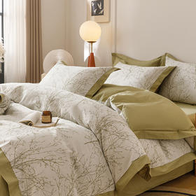 自然醒宽边三层纱提花四件套100全棉1.5米被套床单三件套床笠床品JY