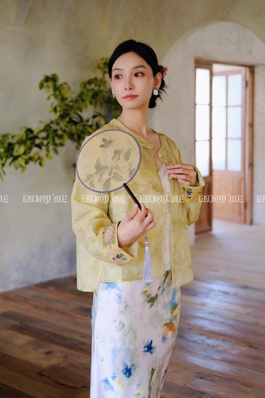 【门店同款】ENJOY夏季云敛-春光推盏粉绿繁枝中式外套 161922891 商品图0