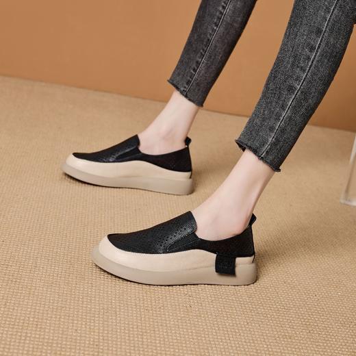 雀说 真皮镂空透气乐福鞋女273 商品图5