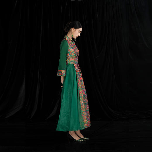 吉祥衣家新中式国风春秋新款高端显瘦气质修身女装龙凤共舞连衣裙 商品图2